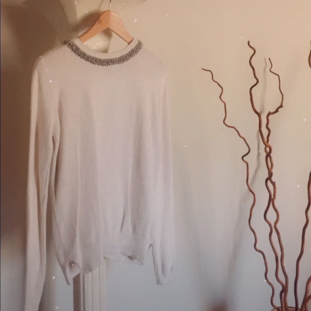 Topshop jeweled neckline sweater